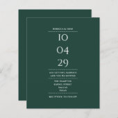 Budget Emerald Green Wedding Date Uitnodiging (Voorkant / Achterkant)