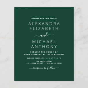 Budget Emerald Green Wedding Invitation Flyer
