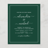 Budget Emerald Green Wedding Modern Typography Fly Flyer (Voorkant)