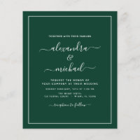 Budget Emerald Green Wedding Modern Typography Fly