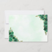 Budget Emerald Groen Goud Bloemen Prinses RSVP Notitiekaartje (Achterkant)