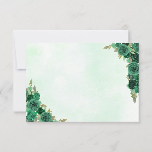 Budget Emerald Groen Goud Bloemen Prinses RSVP Notitiekaartje (Achterkant)