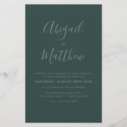 Budget Emerald Modern Photo Wedding Invitation (Voorkant)