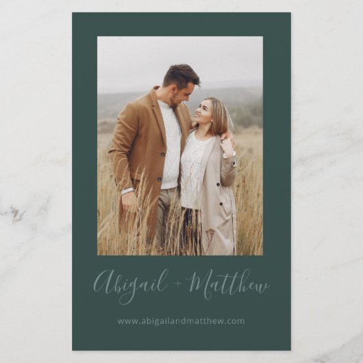 Budget Emerald Modern Photo Wedding Invitation (Achterkant)