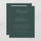 Budget Emerald Modern Photo Wedding Invitation (Voorkant / Achterkant)