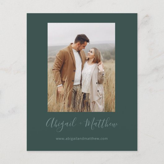 Budget Emerald Modern Photo Wedding Invitation (Achterkant)