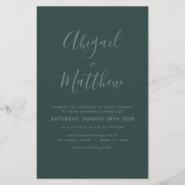 Budget Emerald Modern Photo Wedding Invitation Flyer