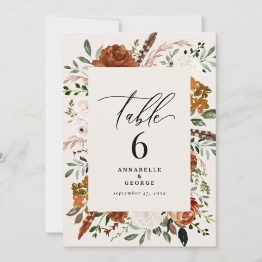 Budget en terre cuite, crème numéro de table chic  (Devant)