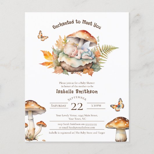 Budget Enchanted Fairy Herfst Woodland Baby shower (Voorkant)