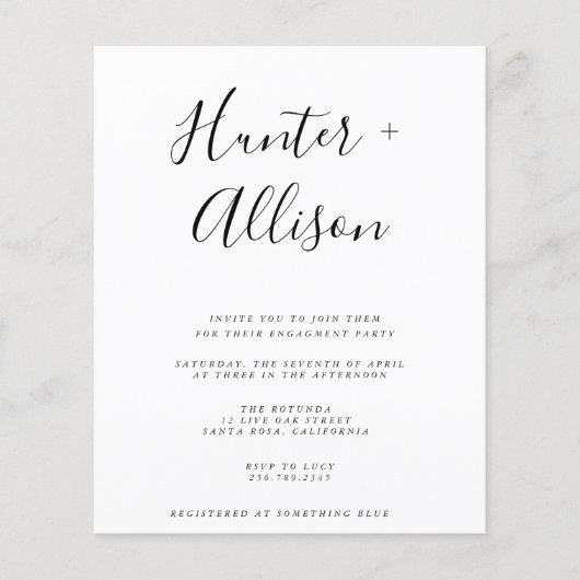 Budget Engagement Party Invitation Flyer (Voorkant)