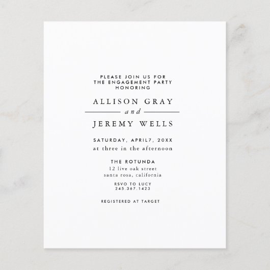 Budget Engagement Party Invitation Flyer (Voorkant)