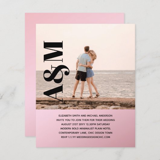 BUDGET Engagement Party - Uitnodigingfoto - BOLD T (Voorkant / Achterkant)