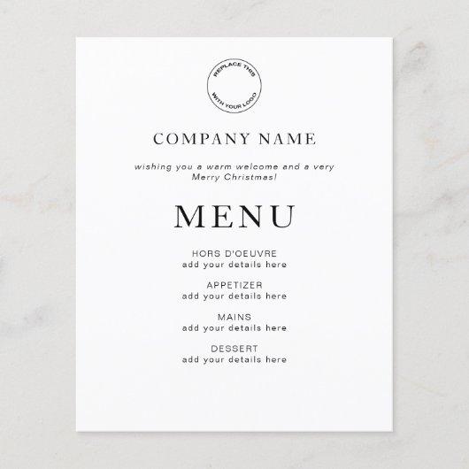 Budget Entreprise N'importe quelle couleur Menu No (Devant)