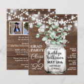 BUDGET Eucalyptus 3 Foto Afstuderen Uitnodiging (Voorkant / Achterkant)