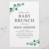 Budget Eucalyptus Baby Brunch Groene Uitnodiging (Voorkant)