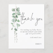 Budget Eucalyptus Baby shower Party Dank u (Voorkant)