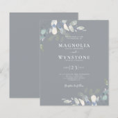 Budget Eucalyptus Botanical Weduwen Uitnodiging (Voorkant / Achterkant)