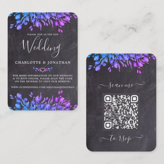 Budget Eucalyptus Botanische Slate QR Code Weddens Notitiekaartje (Voorkant / Achterkant)