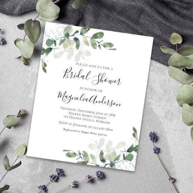 Budget Eucalyptus Bridal Shower Invitation (Creator heeft geüpload)