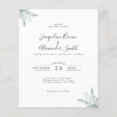 Budget Eucalyptus Calligraphy Wedding Invitation F Flyer (Voorkant)