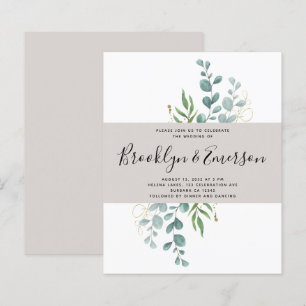 BUDGET Eucalyptus Casual huwelijk uitnodiging