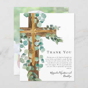 Budget Eucalyptus Cross Baptism Carte de remerciem
