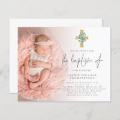 Budget Eucalyptus Cross Foto Baptisme Uitnodigen (Voorkant / Achterkant)