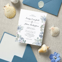 Budget Eucalyptus Dusty Blue Wedding Uitnodiging