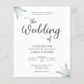Budget Eucalyptus Elegant Wedding Invitation Flyer (Voorkant)
