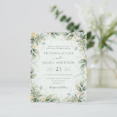 Budget Eucalyptus Faire-part de mariage feuille ve (Debout devant)