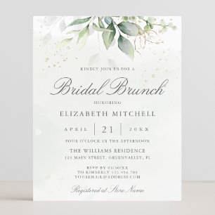 Budget Eucalyptus Feuille Bridal Brunch Invitation