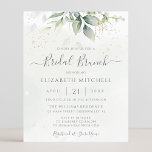 Budget Eucalyptus Feuille Bridal Brunch Invitation<br><div class="desc">Belle invitation de brunch nuptiale avec des eucalyptus aquarelles et des feuilles d'or.</div>