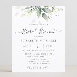 Budget Eucalyptus Feuille Bridal Brunch Invitation