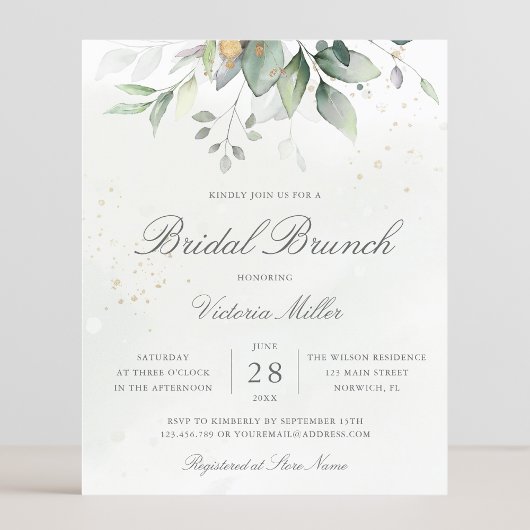 Budget Eucalyptus Feuille Bridal Brunch Invitation