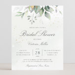 Budget Eucalyptus Feuille Invitation à la douche n<br><div class="desc">Belle invitation de douche nuptiale abordable avec aquarelle eucalyptus et feuilles d'or avec script de calligraphie.</div>