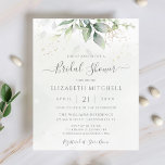 Budget Eucalyptus Feuille Invitation à la douche n<br><div class="desc">Belle invitation à la douche nuptiale avec l'aquarelle eucalyptus et feuilles d'or.</div>