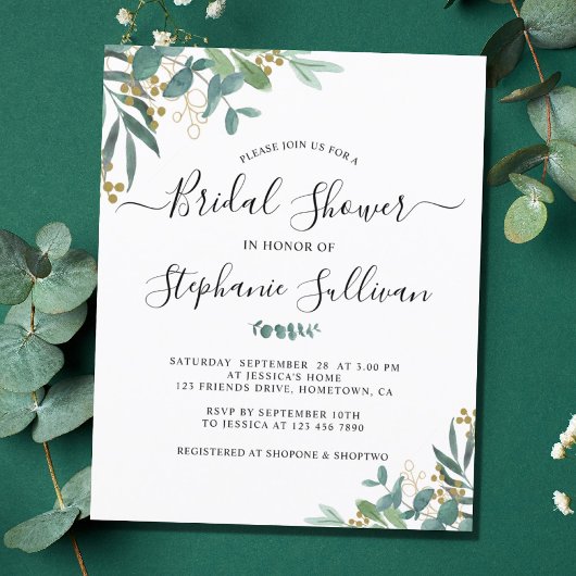 Budget Eucalyptus Feuille Invitation à la douche n