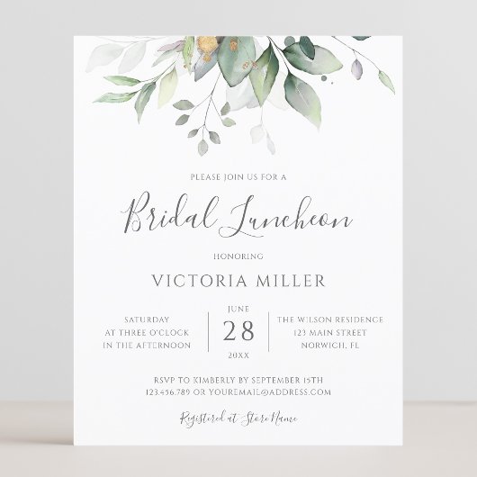 Budget Eucalyptus Feuille Invitations de déjeuner 