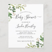 Budget Eucalyptus Feuilles Baby Shower Invitations (Devant)