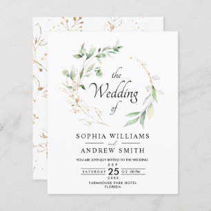 Budget Eucalyptus Feuilles & Gold Rustic Mariage