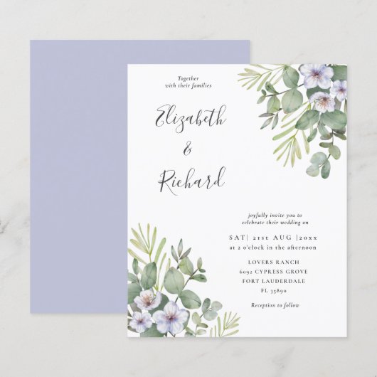 Budget Eucalyptus & Floral Weddenschap (Voorkant / Achterkant)