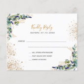 Budget eucalyptus glitter bruiloft RSVP-kaart (Voorkant)