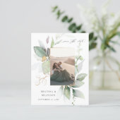 Budget Eucalyptus Glow Foto Vertica Save the Date (Staand voorkant)