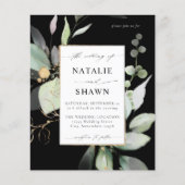 Budget Eucalyptus Glow Gold Greenery Wedding Black (Voorkant)