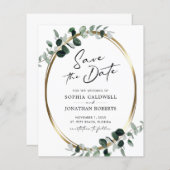 Budget Eucalyptus Gold Calligrafie Sparen de Datum (Voorkant / Achterkant)