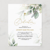 Budget Eucalyptus & Gold Dedication Invitation (Voorkant)