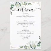 BUDGET Eucalyptus Gold Glitter Menu Kaart (Voorkant)