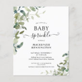 Budget Eucalyptus Green Baby Sprinkle Uitnodiging (Voorkant)