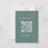Budget Eucalyptus Green QR Code Weddenschap Notitiekaartje (Achterkant)