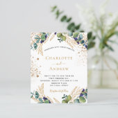 Budget eucalyptus greenery bruiloft uitnodiging (Staand voorkant)